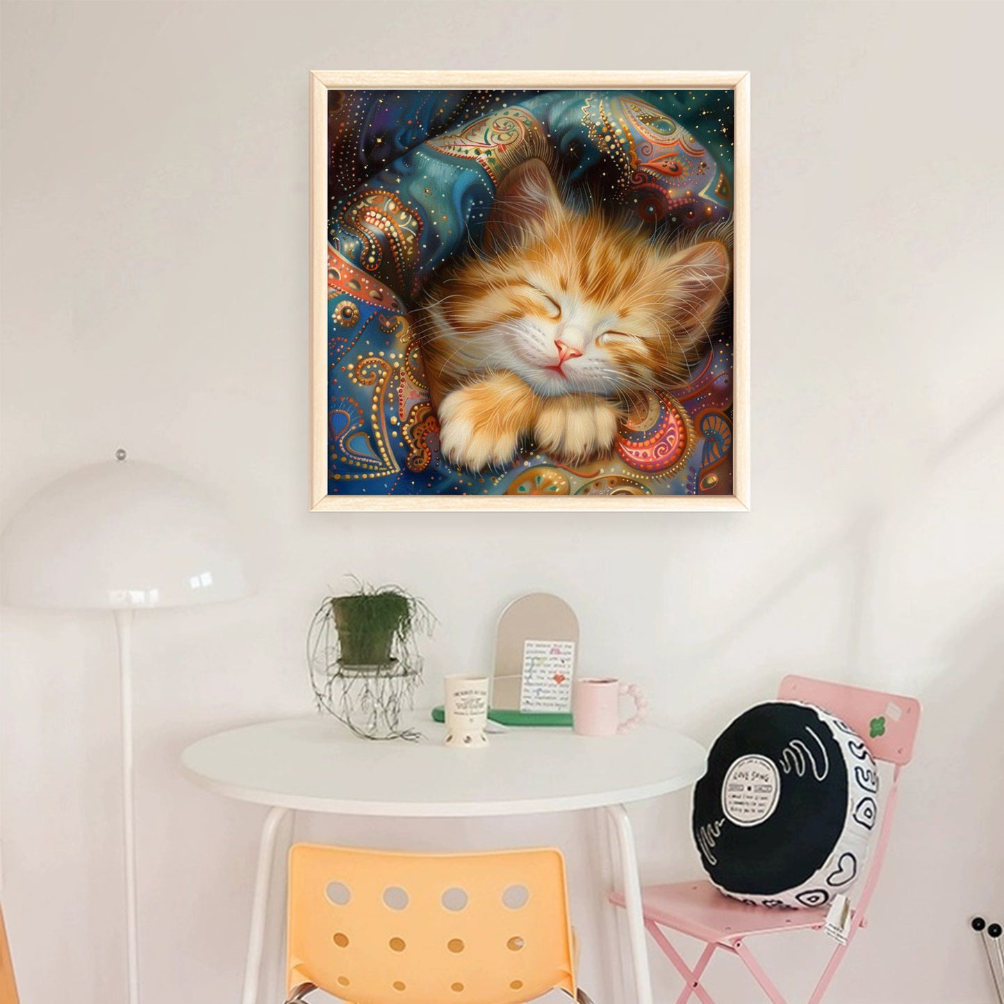 Orange Cat - Full 11CT Stamped Cross Stitch 40x40CM - Huacan