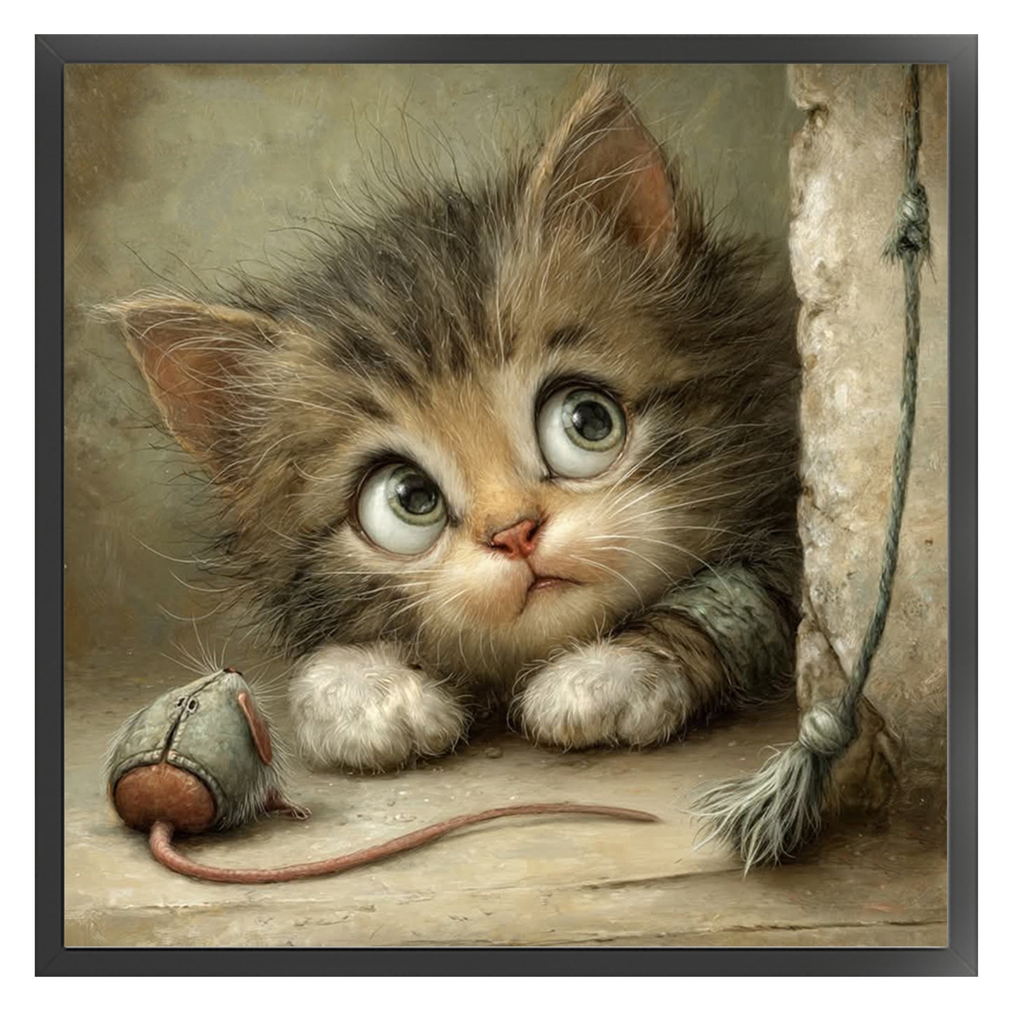 Cat And Mouse - Full 11CT Stamped Cross Stitch 40x40CM - Huacan