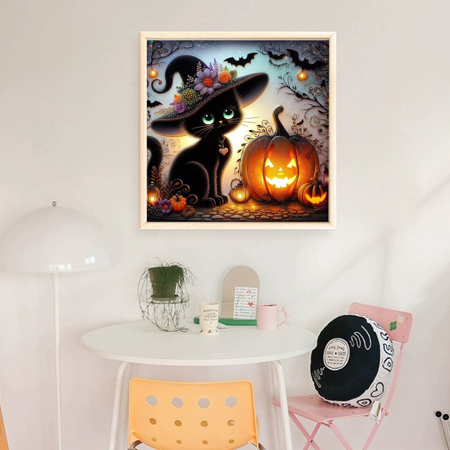 Black Cat And Pumpkin - Full 11CT Stamped Cross Stitch 40x40CM - Huacan