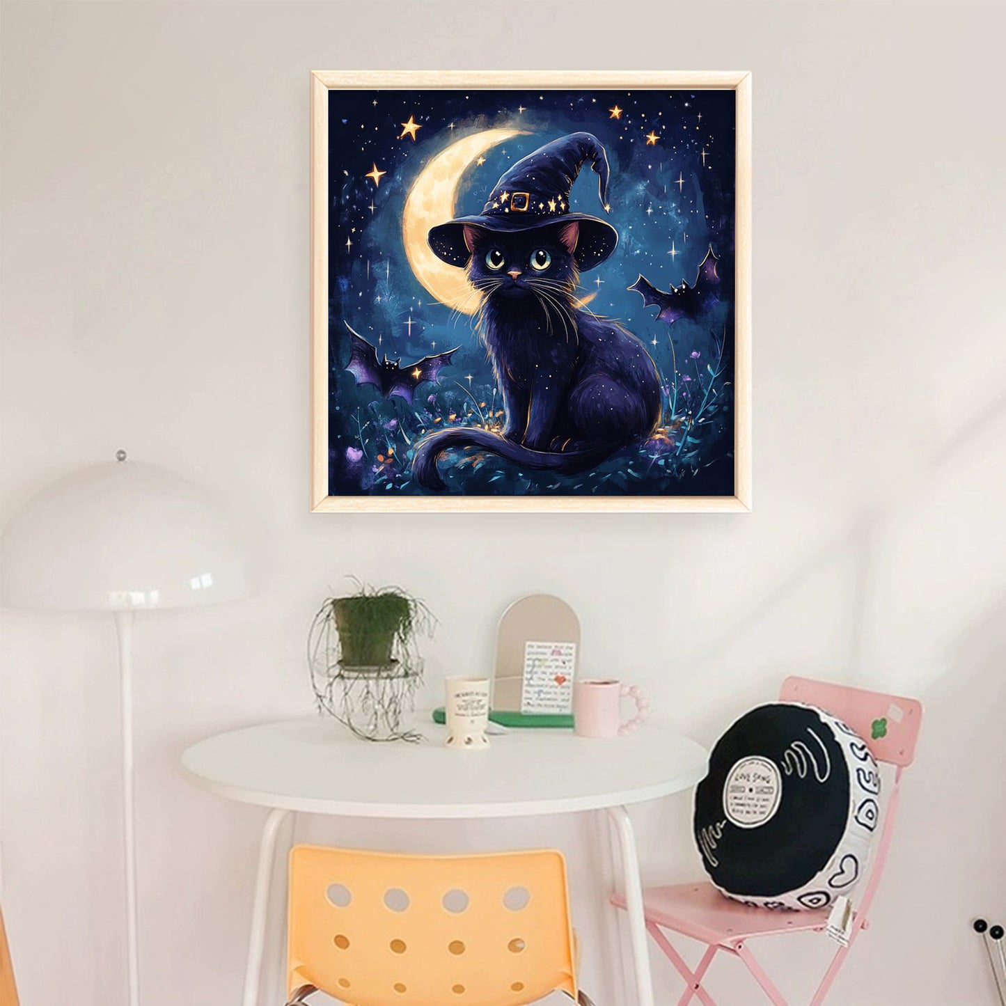 Black Cat - Full 11CT Stamped Cross Stitch 40x40CM - Huacan
