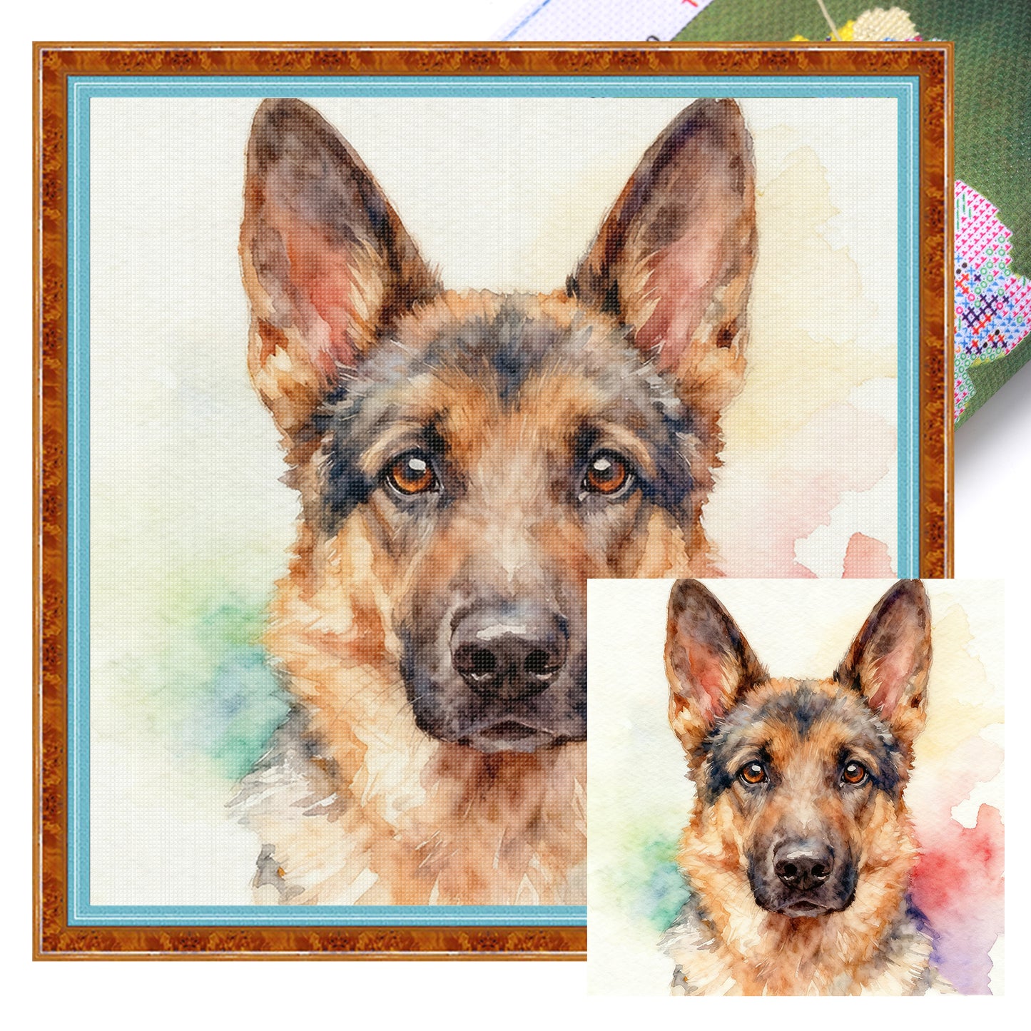 German Shepherd-Dog - Full 11CT Stamped Cross Stitch 40x40CM - Yishu