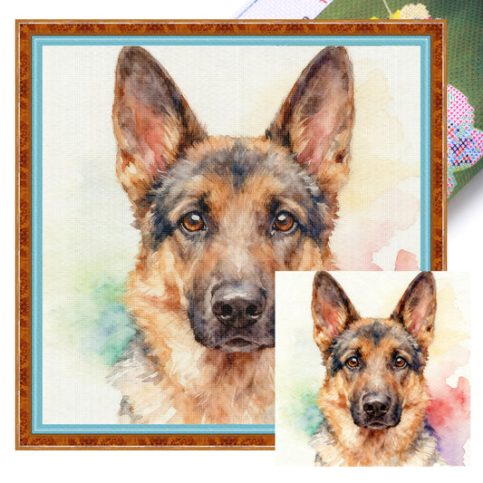 German Shepherd-Dog - Full 11CT Stamped Cross Stitch 40x40CM - Yishu