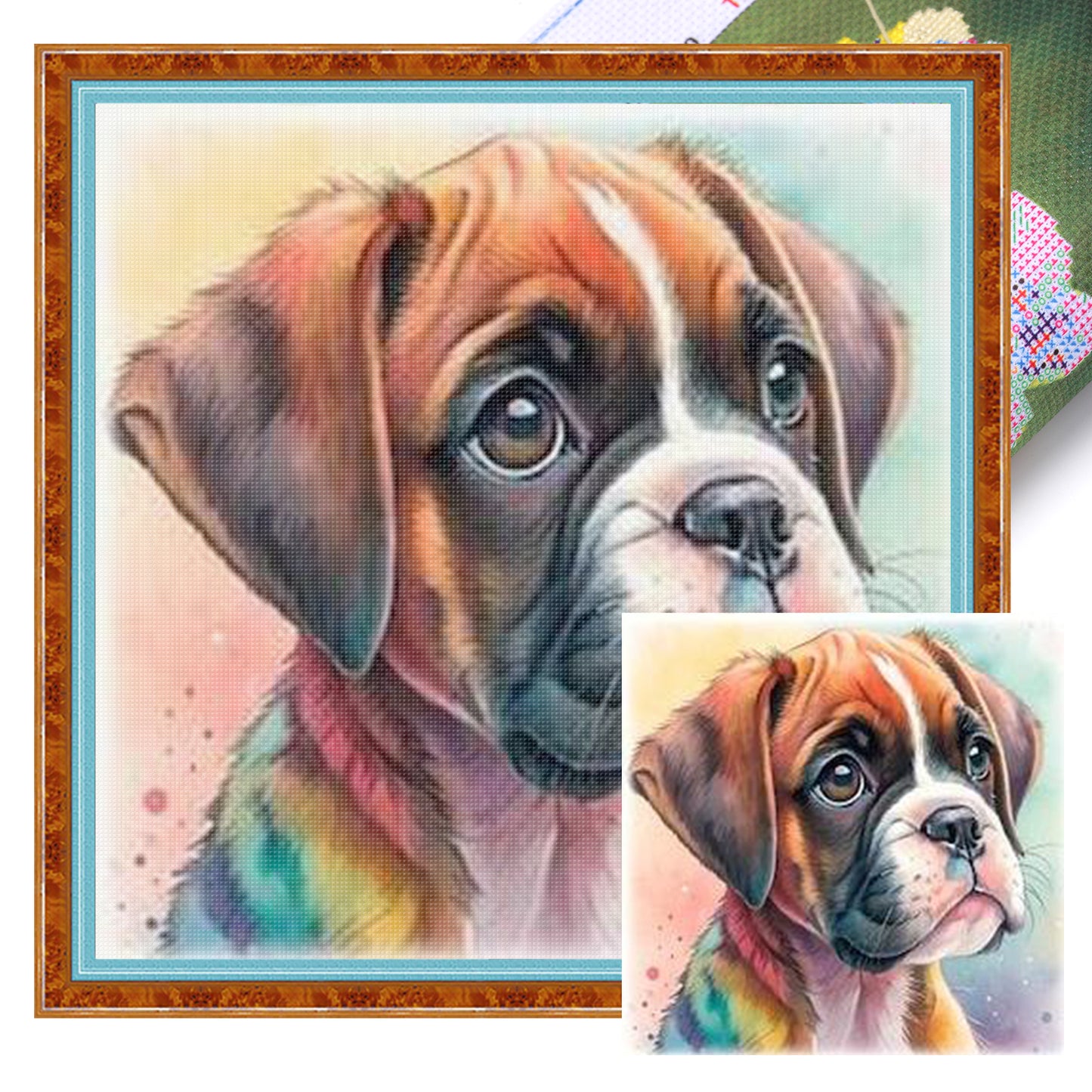 Boxer-Dog - Full 11CT Stamped Cross Stitch 40x40CM - Yishu