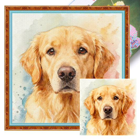 Golden Retriever-Dog - Full 11CT Stamped Cross Stitch 40x40CM - Yishu