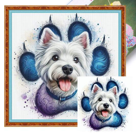 West Highland White Terrier - Full 11CT Stamped Cross Stitch 40x40CM - Huacan