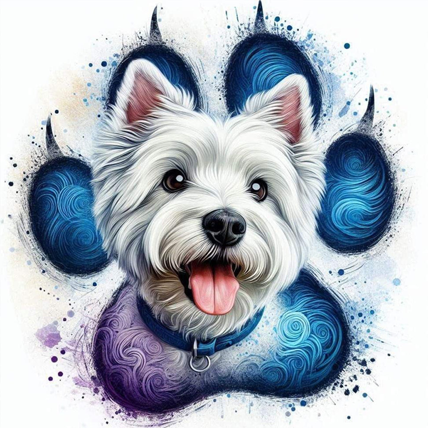 West Highland White Terrier - Full 11CT Stamped Cross Stitch 40x40CM - Huacan