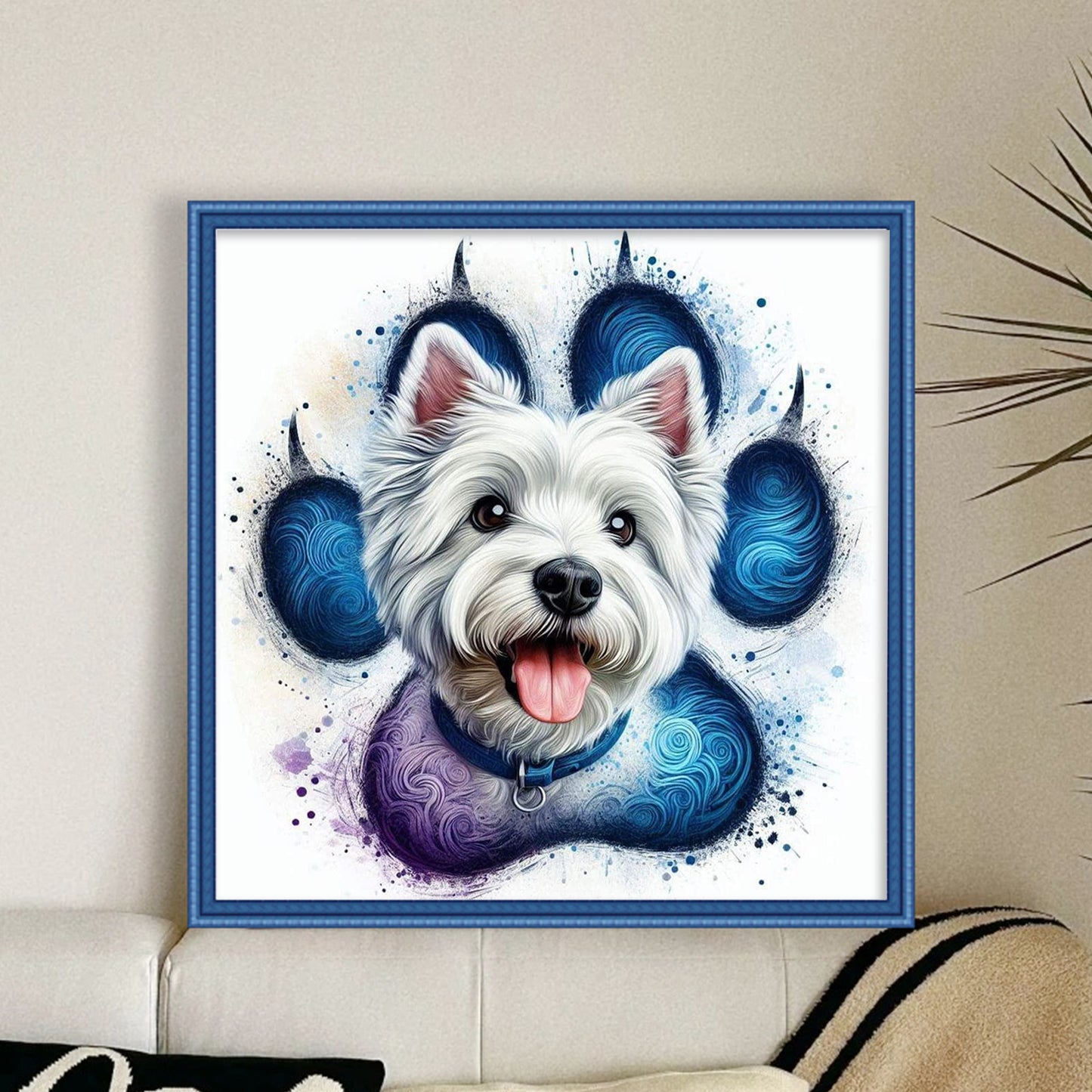 West Highland White Terrier - Full 11CT Stamped Cross Stitch 40x40CM - Huacan