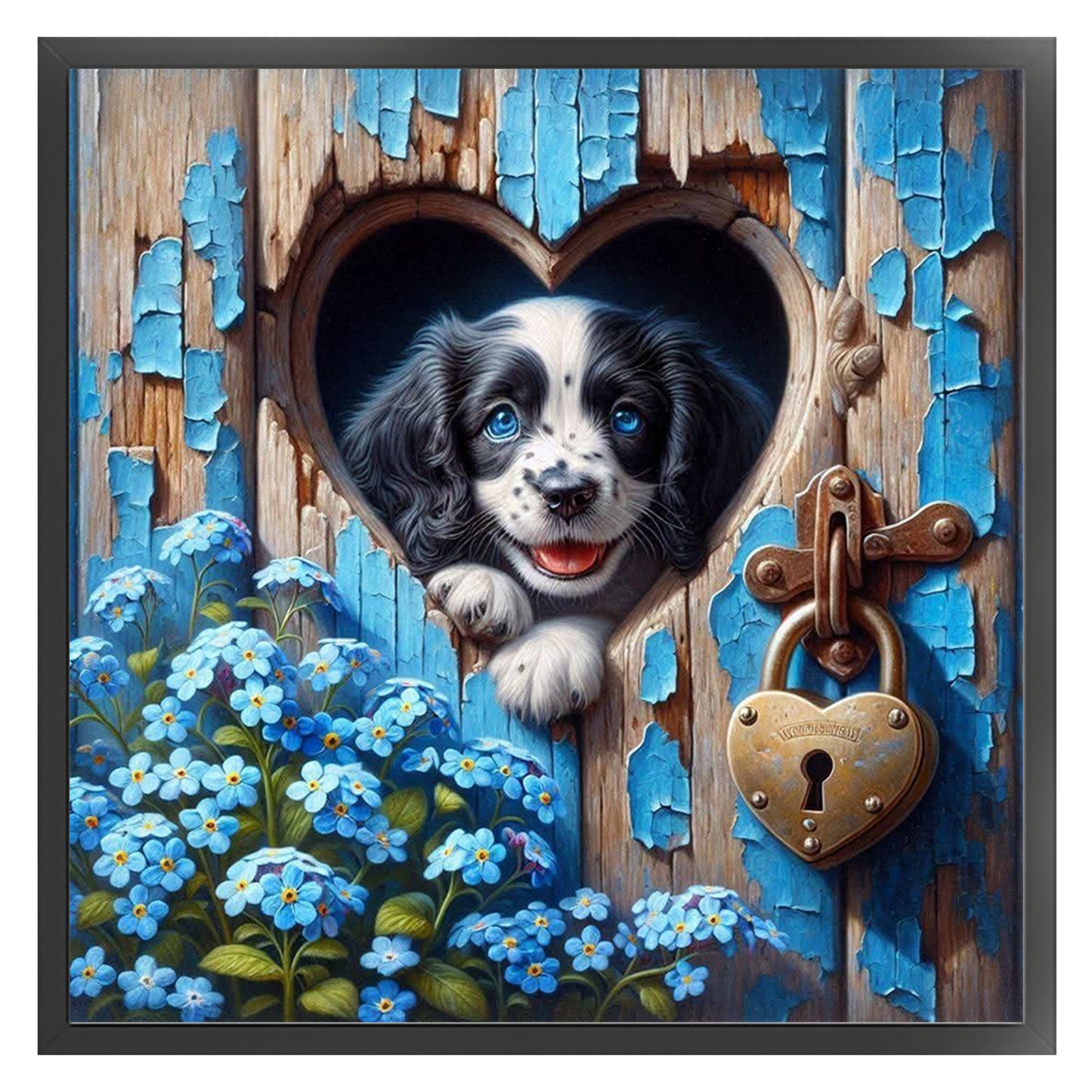 Heart Dog - Full 11CT Stamped Cross Stitch 40x40CM - Huacan