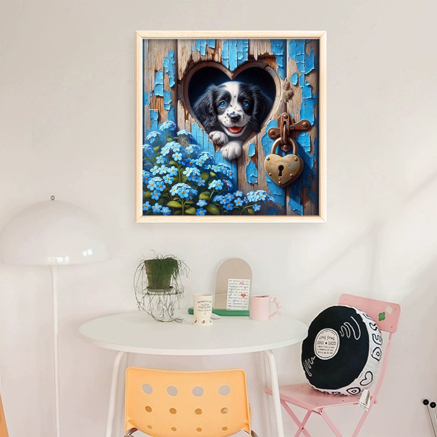 Heart Dog - Full 11CT Stamped Cross Stitch 40x40CM - Huacan