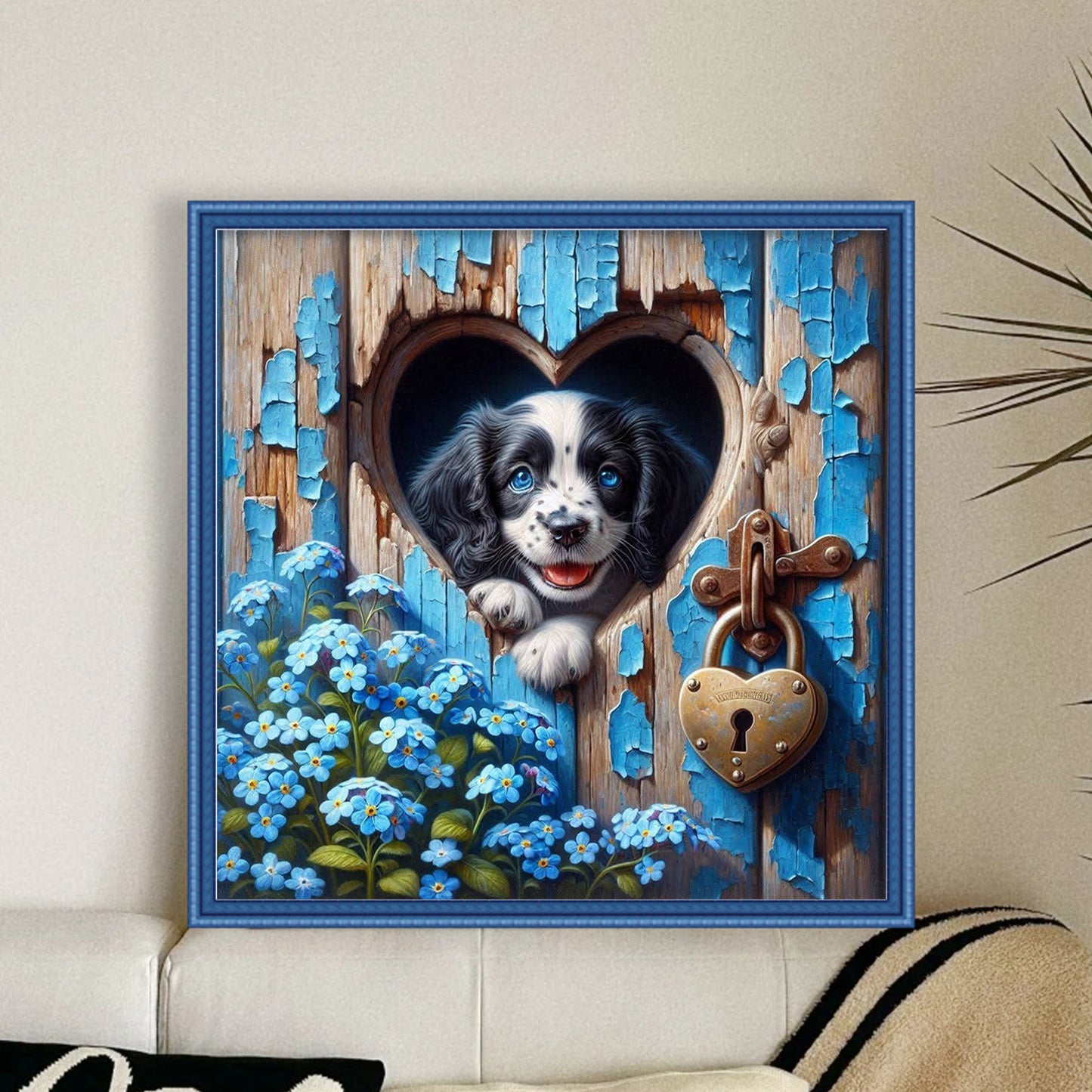 Heart Dog - Full 11CT Stamped Cross Stitch 40x40CM - Huacan