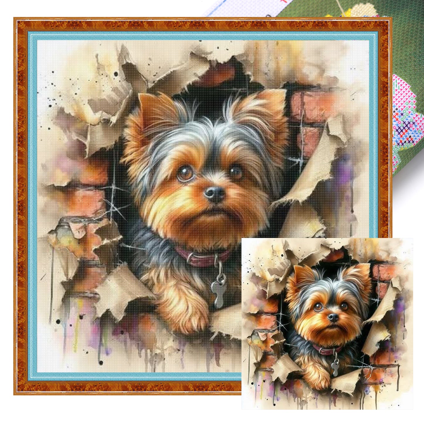 Yorkshire Terrier - Full 11CT Stamped Cross Stitch 40x40CM - Huacan