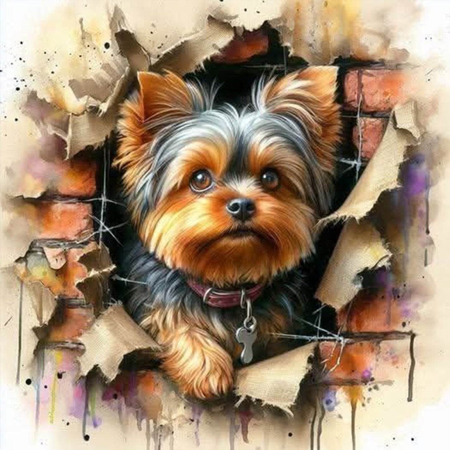 Yorkshire Terrier - Full 11CT Stamped Cross Stitch 40x40CM - Huacan