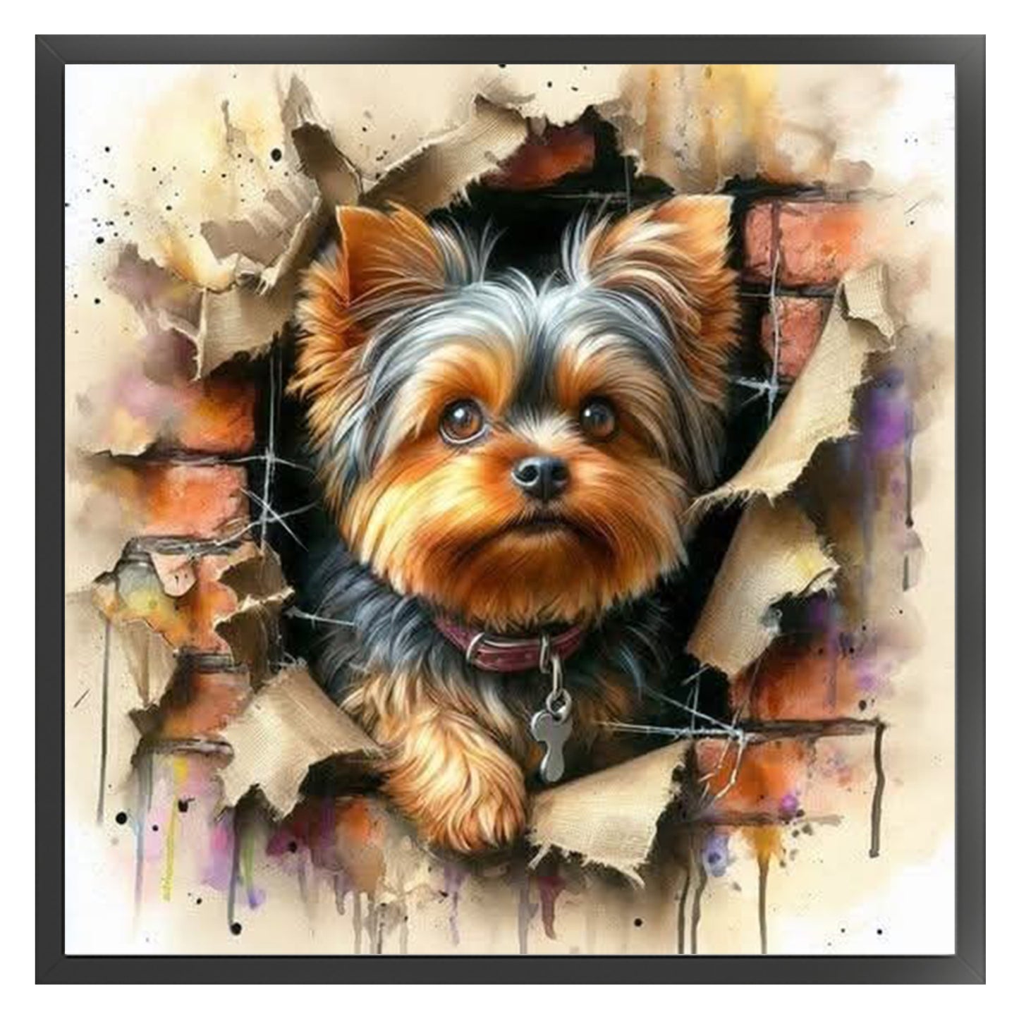 Yorkshire Terrier - Full 11CT Stamped Cross Stitch 40x40CM - Huacan