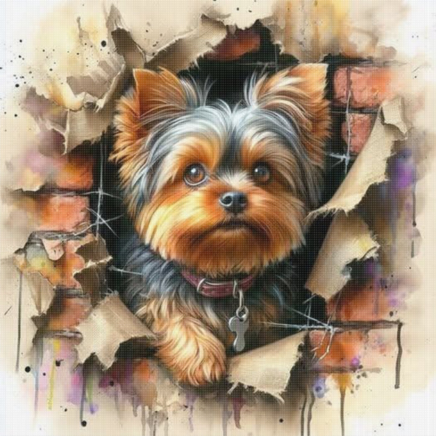 Yorkshire Terrier - Full 11CT Stamped Cross Stitch 40x40CM - Huacan