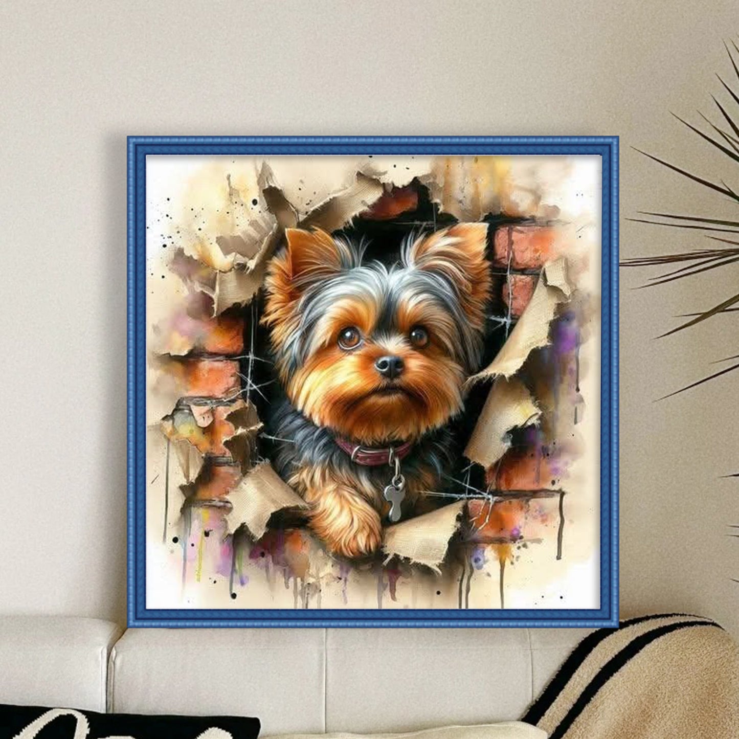 Yorkshire Terrier - Full 11CT Stamped Cross Stitch 40x40CM - Huacan