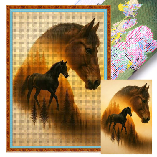 Horse Silhouette - Full 11CT Stamped Cross Stitch 40x60CM - Huacan