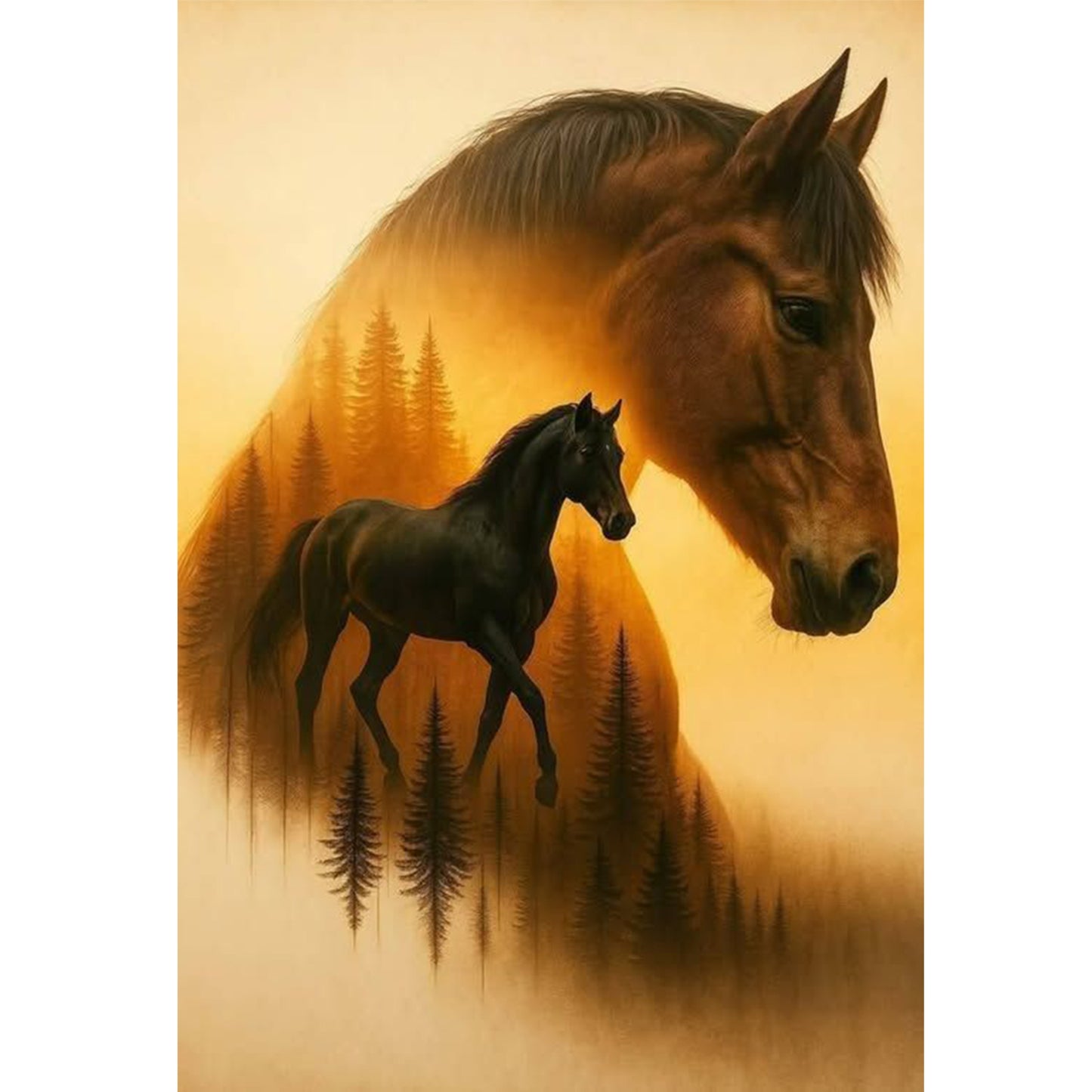 Horse Silhouette - Full 11CT Stamped Cross Stitch 40x60CM - Huacan