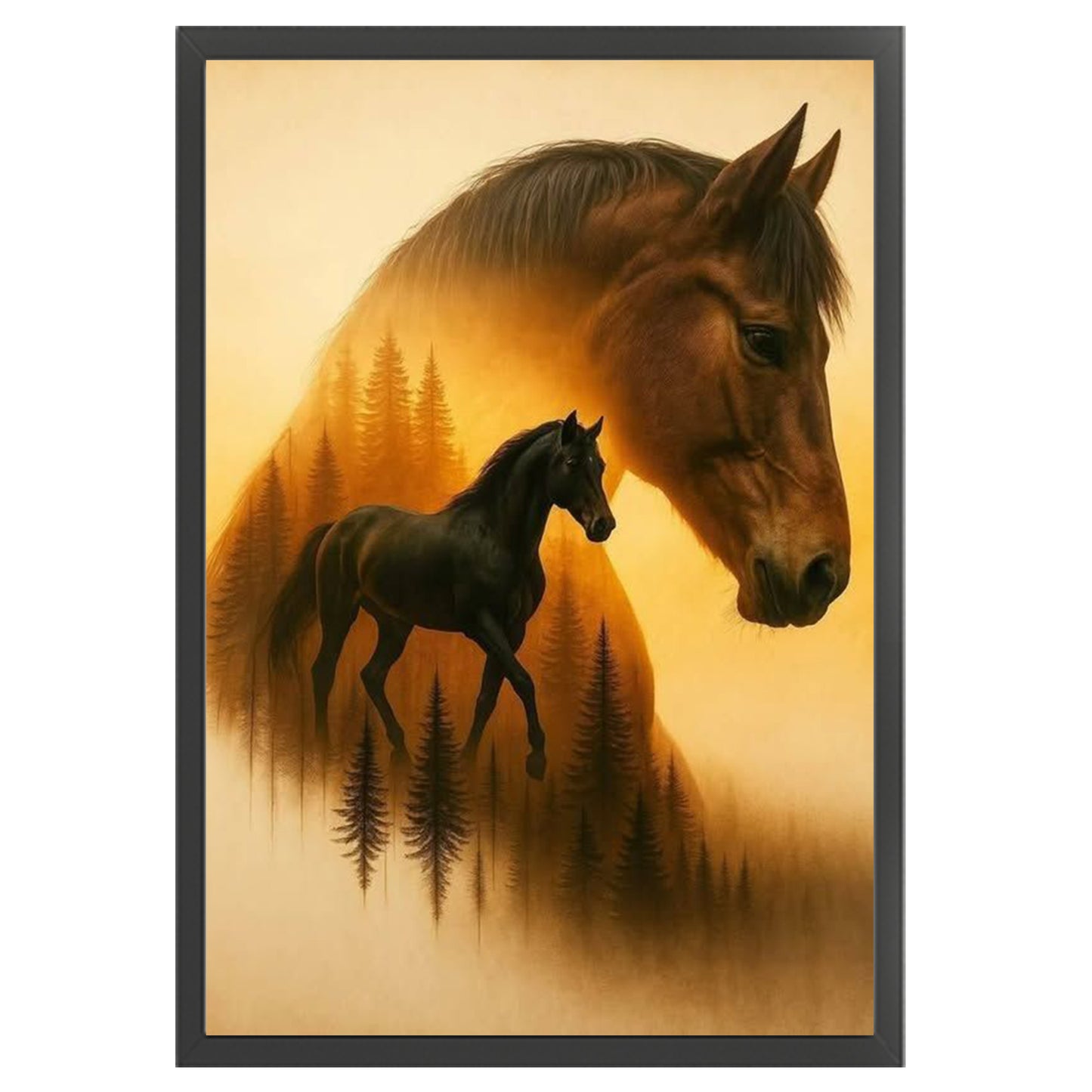Horse Silhouette - Full 11CT Stamped Cross Stitch 40x60CM - Huacan