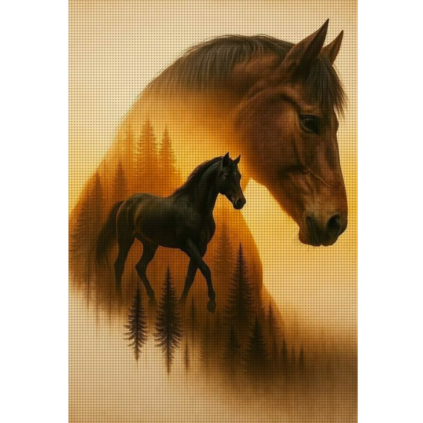 Horse Silhouette - Full 11CT Stamped Cross Stitch 40x60CM - Huacan