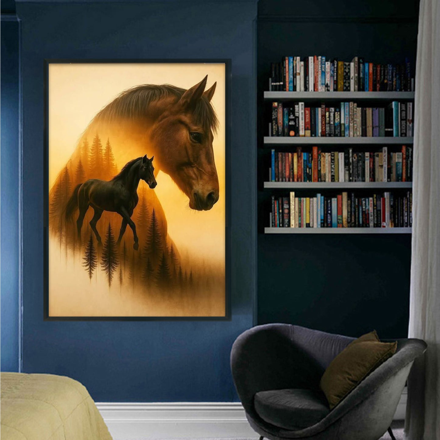 Horse Silhouette - Full 11CT Stamped Cross Stitch 40x60CM - Huacan