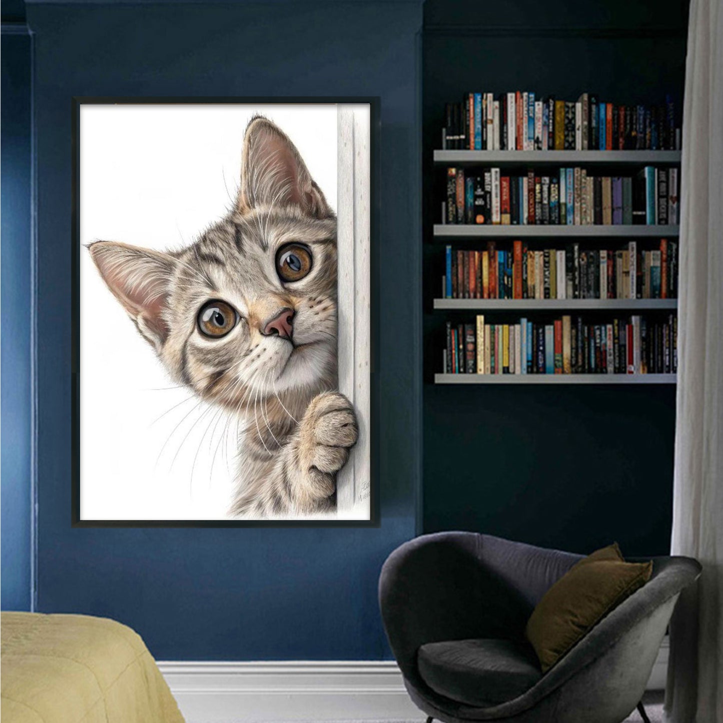 Peeking Cat - Full 11CT Stamped Cross Stitch 40x60CM - Huacan