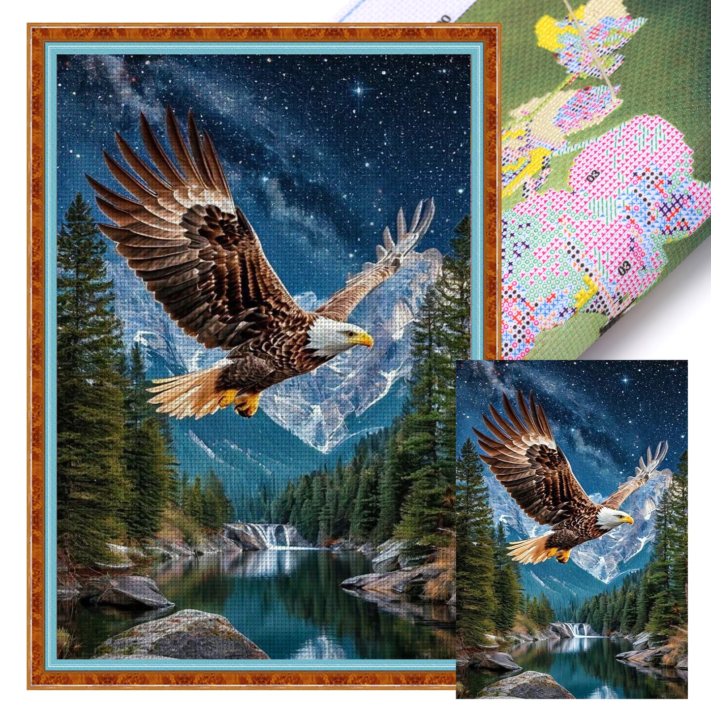 Eagle - Full 11CT Stamped Cross Stitch 40x60CM - Huacan