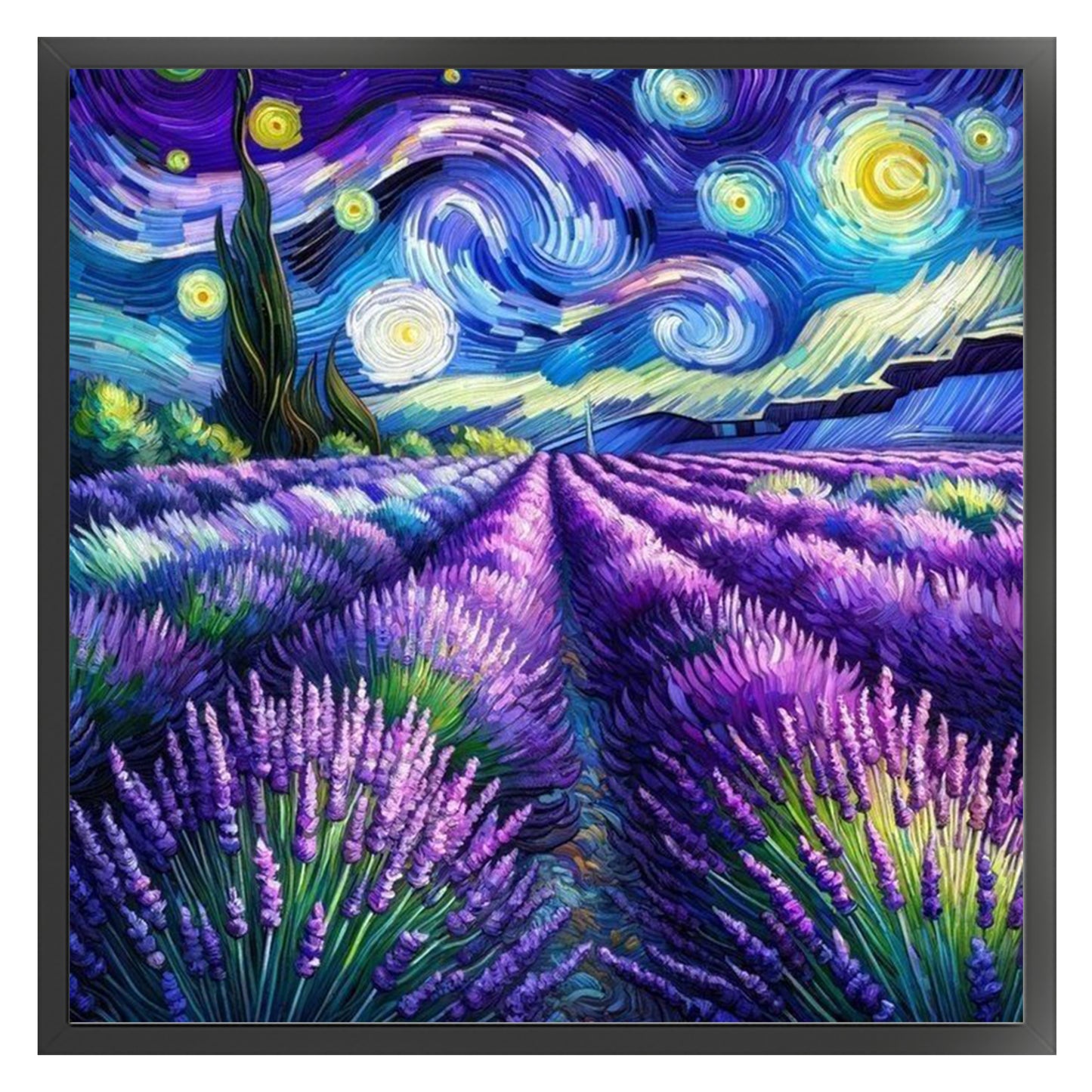 Lavender Field - Full 11CT Stamped Cross Stitch 45x45CM - Huacan