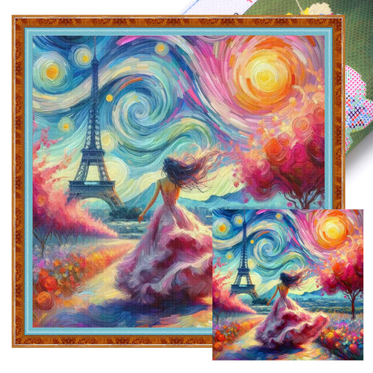Girl - Full 11CT Stamped Cross Stitch 45x45CM - Huacan