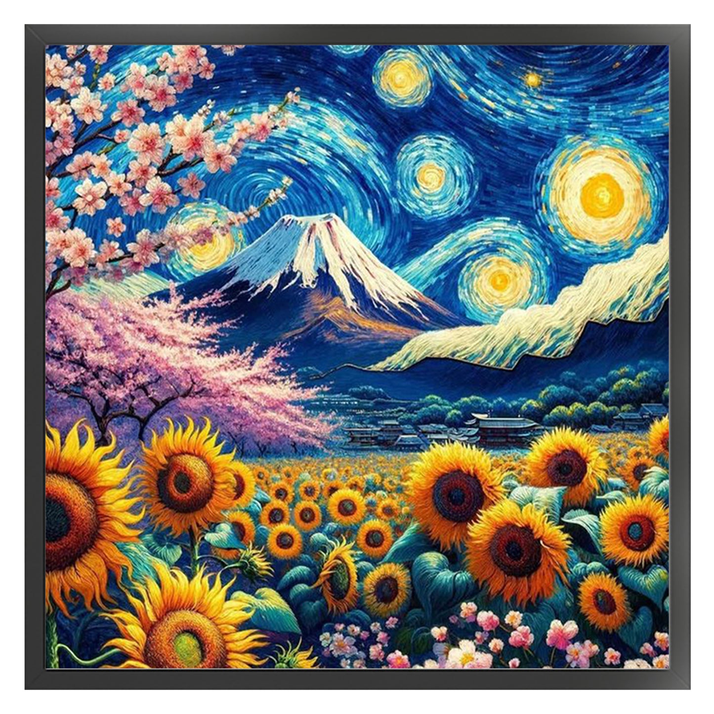 Under Mount Fuji - Full 11CT Stamped Cross Stitch 45x45CM - Huacan
