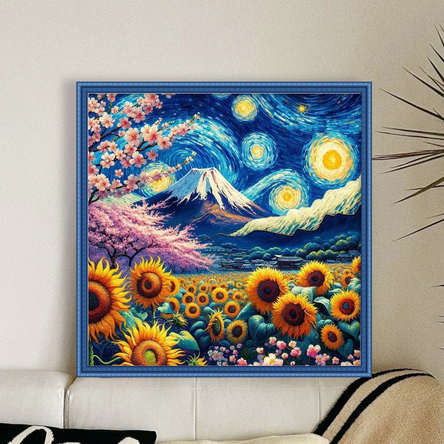 Under Mount Fuji - Full 11CT Stamped Cross Stitch 45x45CM - Huacan