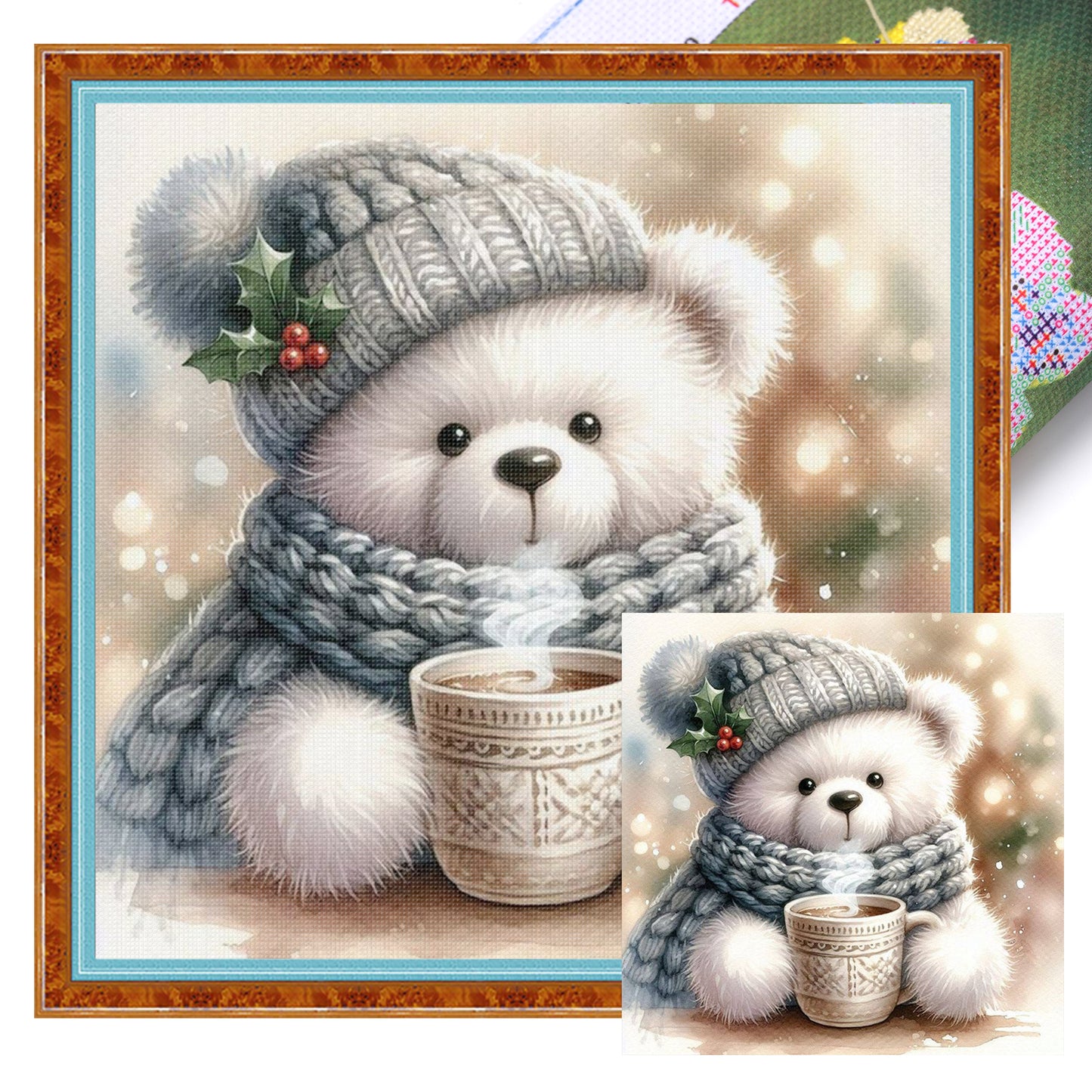 Bear - Full 11CT Stamped Cross Stitch 40x40CM - Huacan