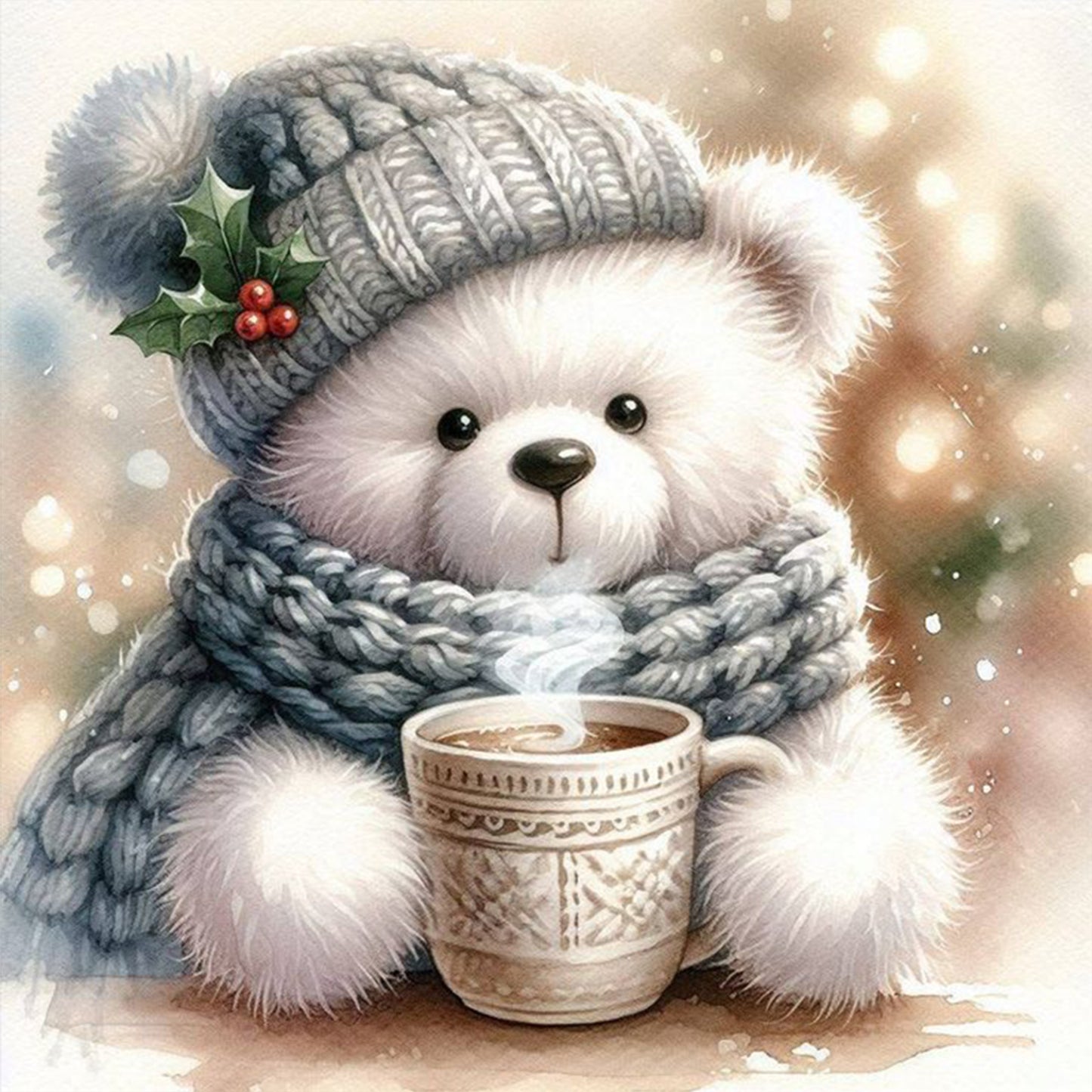 Bear - Full 11CT Stamped Cross Stitch 40x40CM - Huacan