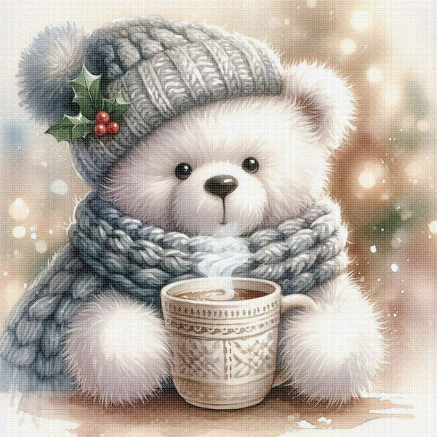 Bear - Full 11CT Stamped Cross Stitch 40x40CM - Huacan