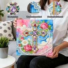 Load image into Gallery viewer, DIY Pearl Painting Kit 25x25CM Cross Framed Handmade Pearl Material Art Set Room Wall Decoration
