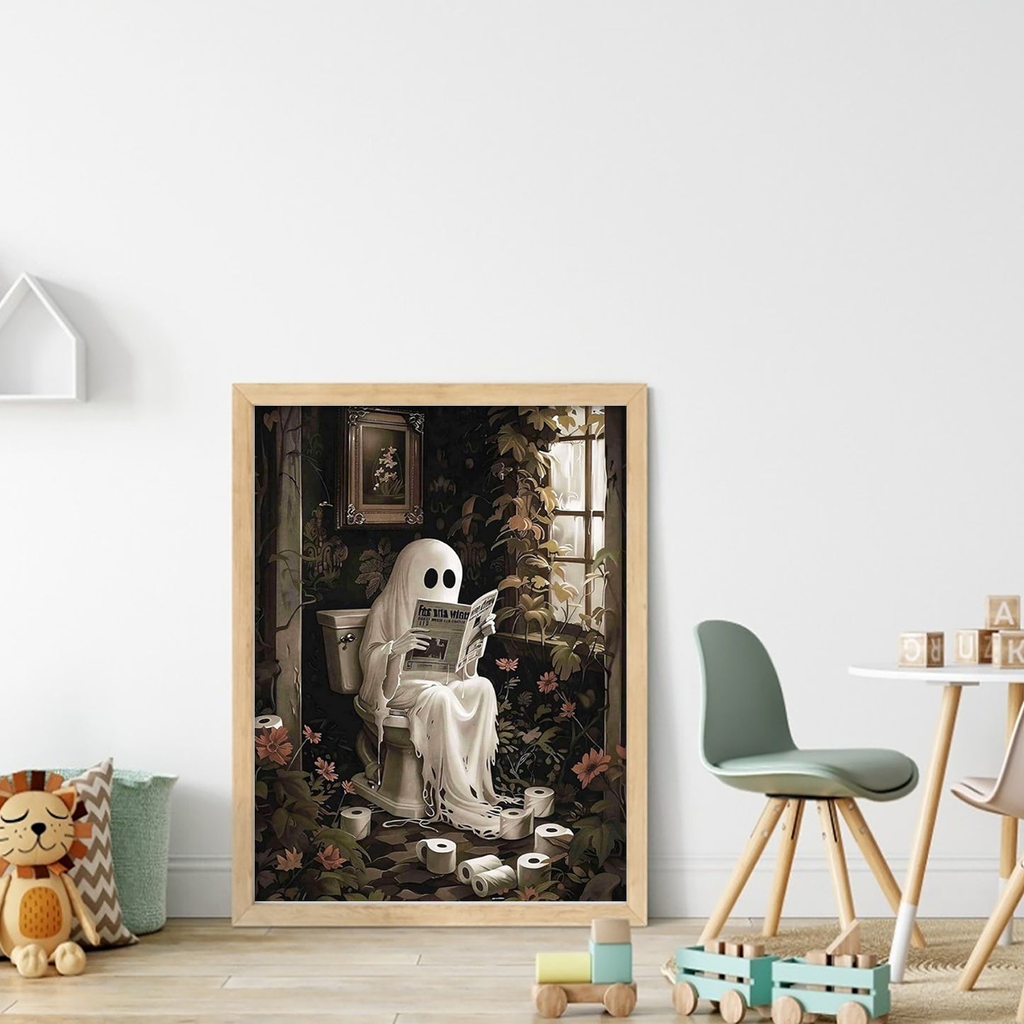 Newspaper-Reading Ghost - Full 11CT Stamped Cross Stitch 40x55CM - Yishu
