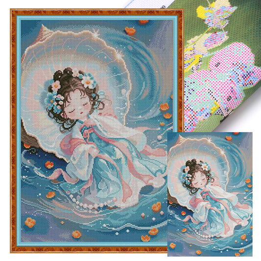 Conch Fairy - Full 11CT Stamped Cross Stitch 50x70CM - Mona Lisa