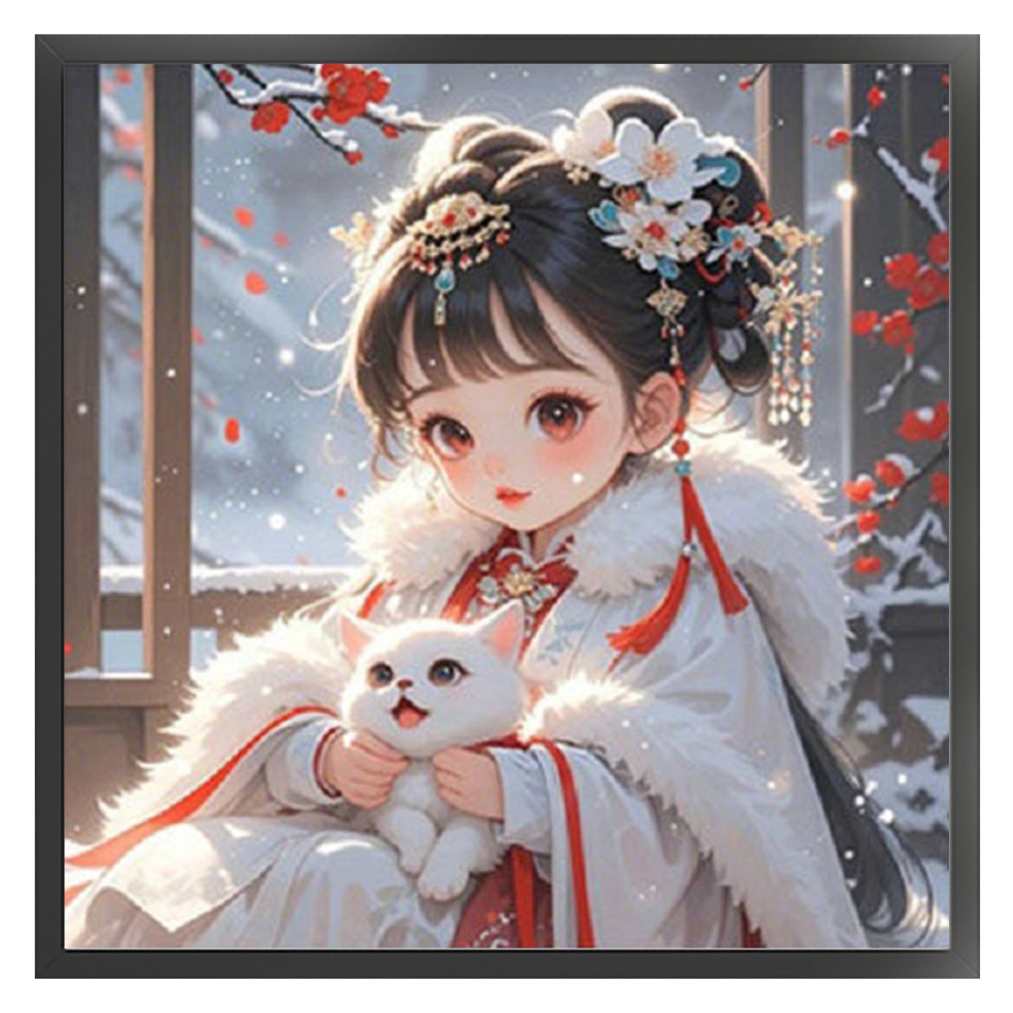 Girl And Cat - Full 11CT Stamped Cross Stitch 50x50CM - Mona Lisa