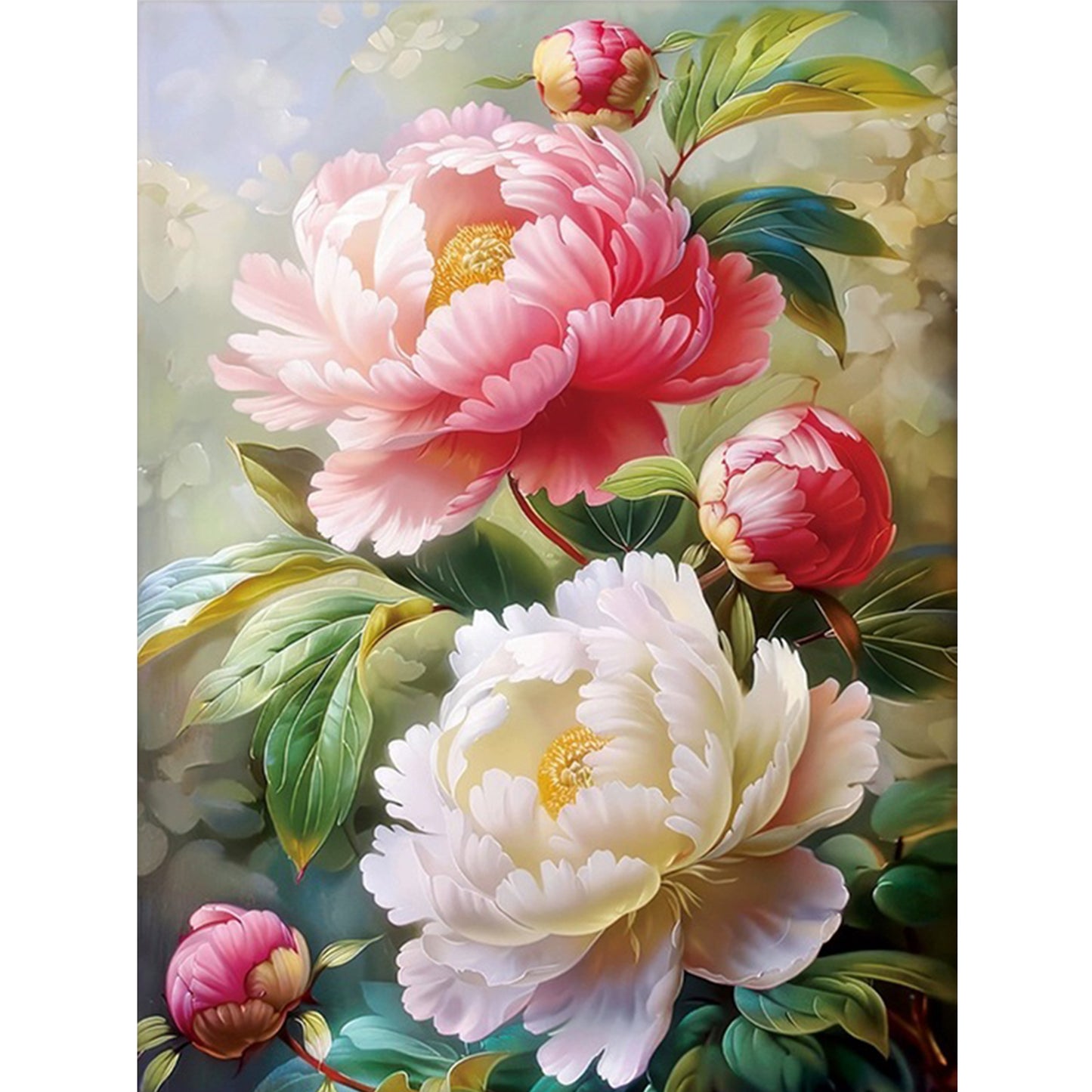 Blooming Peony - Full 11CT Stamped Cross Stitch 50x65CM - Mona Lisa(47Colors)