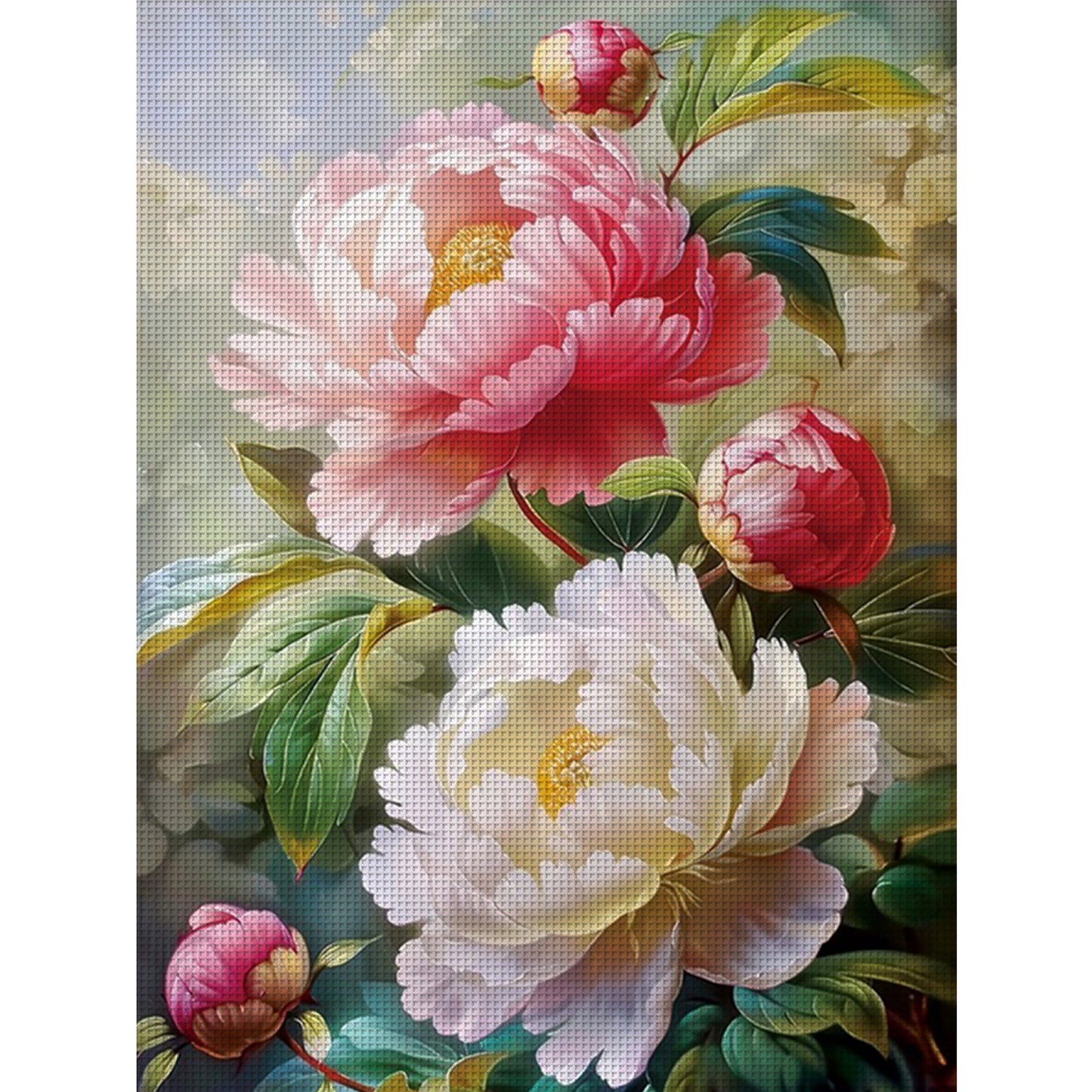 Blooming Peony - Full 11CT Stamped Cross Stitch 50x65CM - Mona Lisa(47Colors)