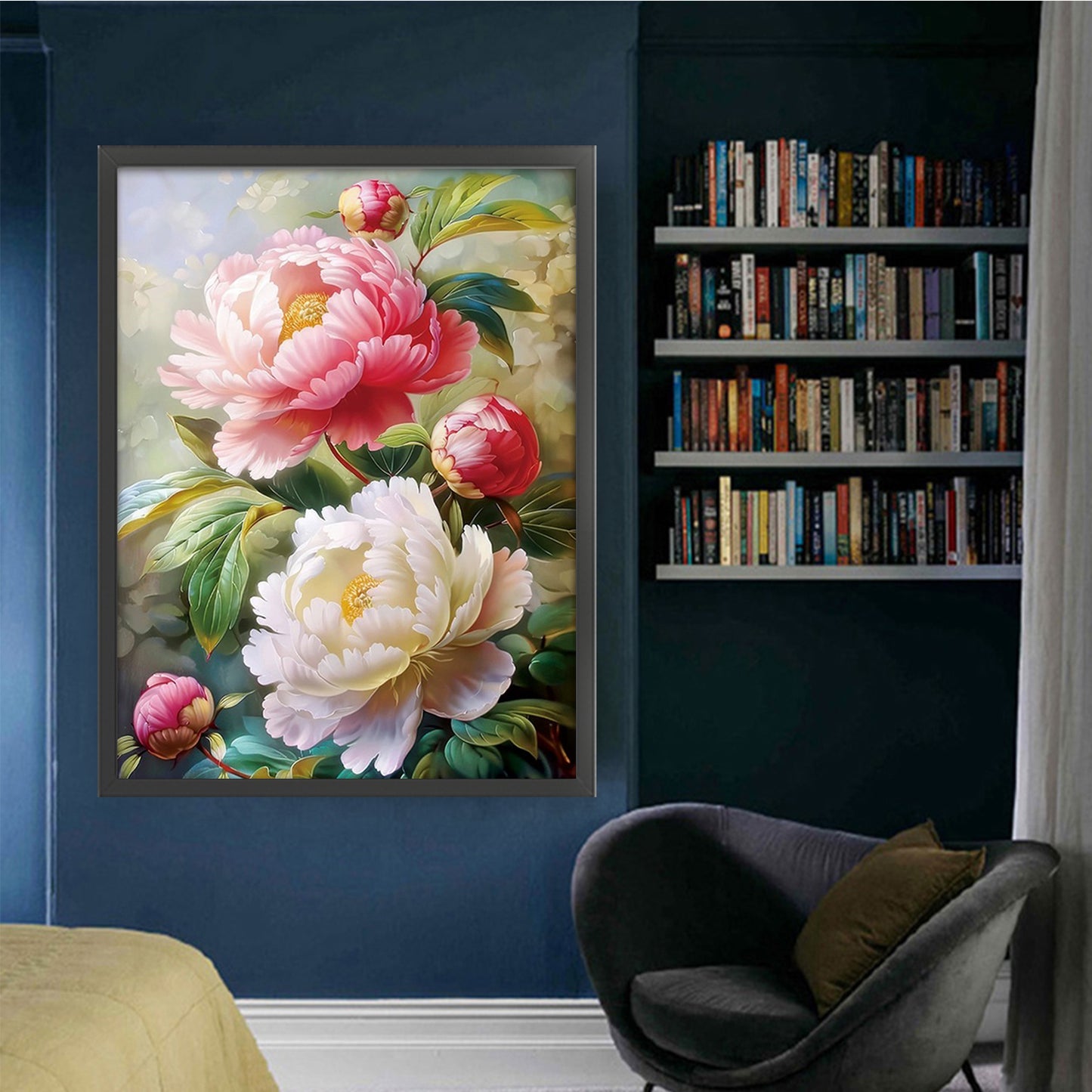 Blooming Peony - Full 11CT Stamped Cross Stitch 50x65CM - Mona Lisa(47Colors)