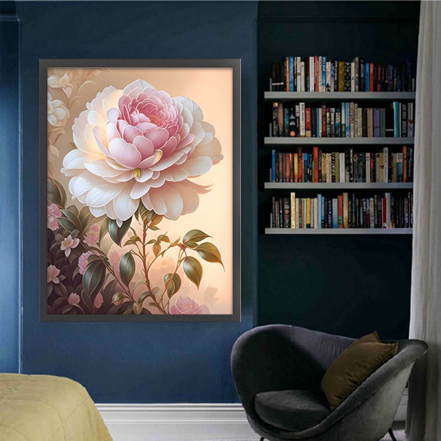 Camellia - Full 11CT Stamped Cross Stitch 55x70CM - Mona Lisa(42Colors)