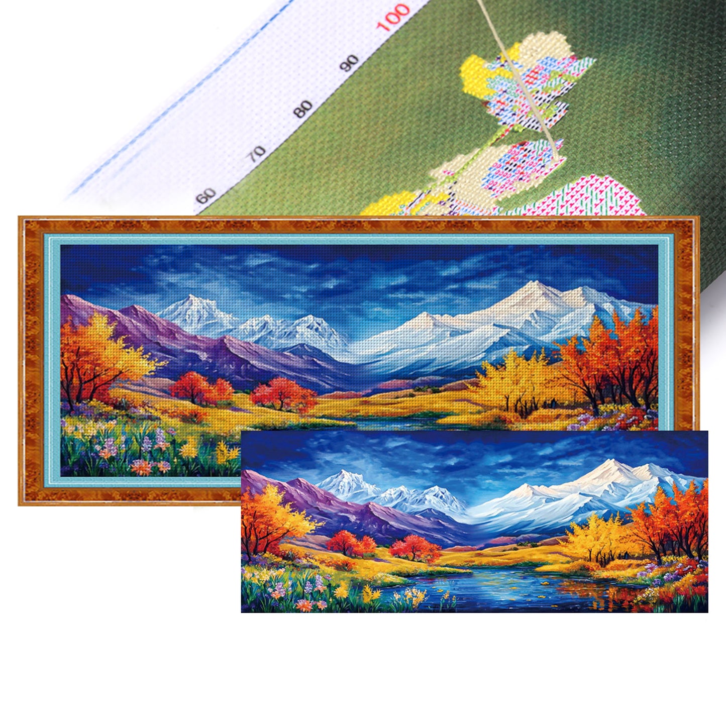 Magnificent Mountains And Rivers - Full 11CT Stamped Cross Stitch 150x60CM - Mona Lisa(36Colors)