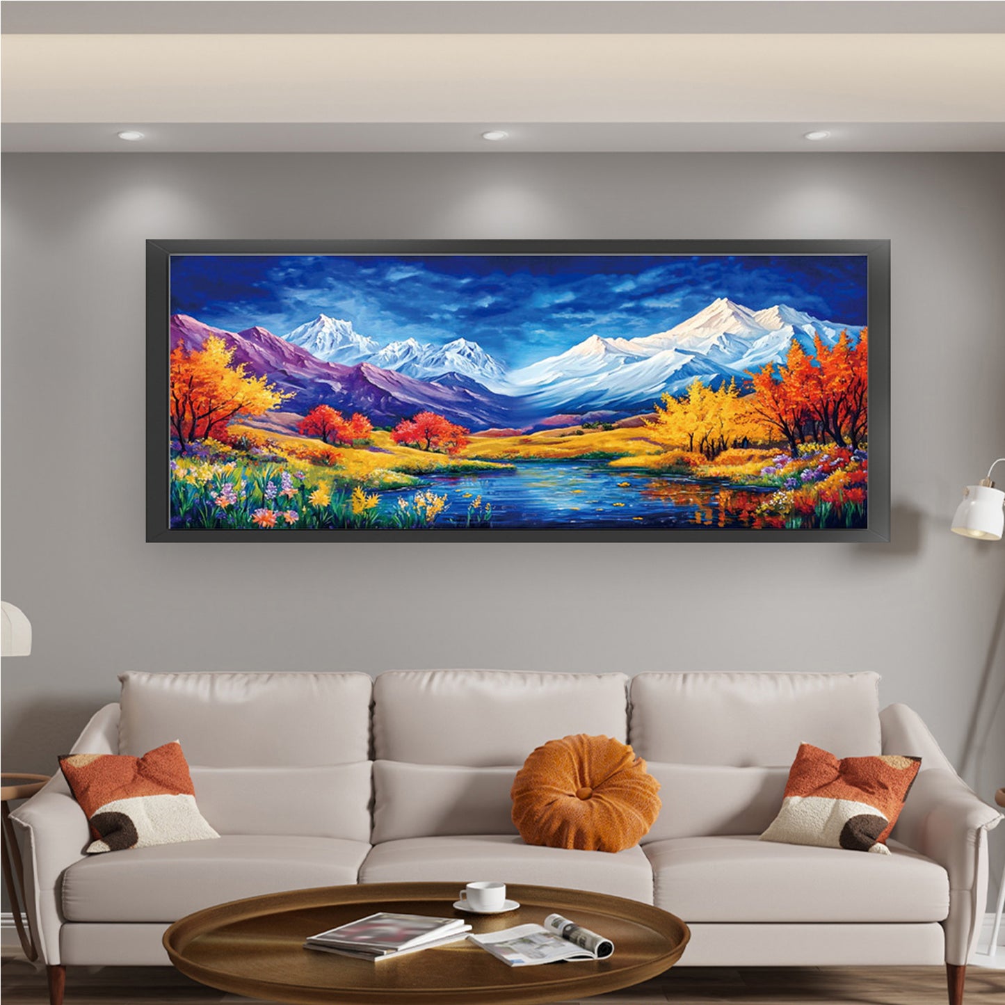Magnificent Mountains And Rivers - Full 11CT Stamped Cross Stitch 150x60CM - Mona Lisa(36Colors)