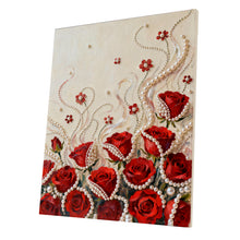 Load image into Gallery viewer, DIY Pearl Painting Kit 40x50CM Rose Framed Handmade Pearl Material Art Set Room Wall Decoration
