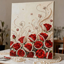 Load image into Gallery viewer, DIY Pearl Painting Kit 40x50CM Rose Framed Handmade Pearl Material Art Set Room Wall Decoration
