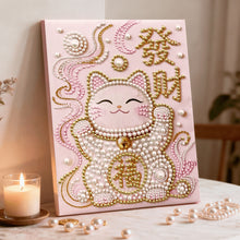 Load image into Gallery viewer, DIY Pearl Painting Kit 40x50CM Lucky Cat Framed Handmade Pearl Material Art Set Room Wall Decoration
