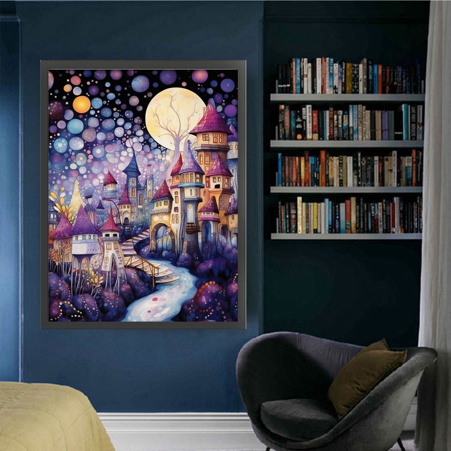 Purple Town - Full 14CT Stamped Cross Stitch 45x60CM - Huacan