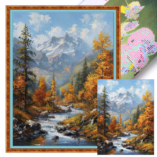 Autumn Scenery - Full 14CT Stamped Cross Stitch 45x60CM - Huacan