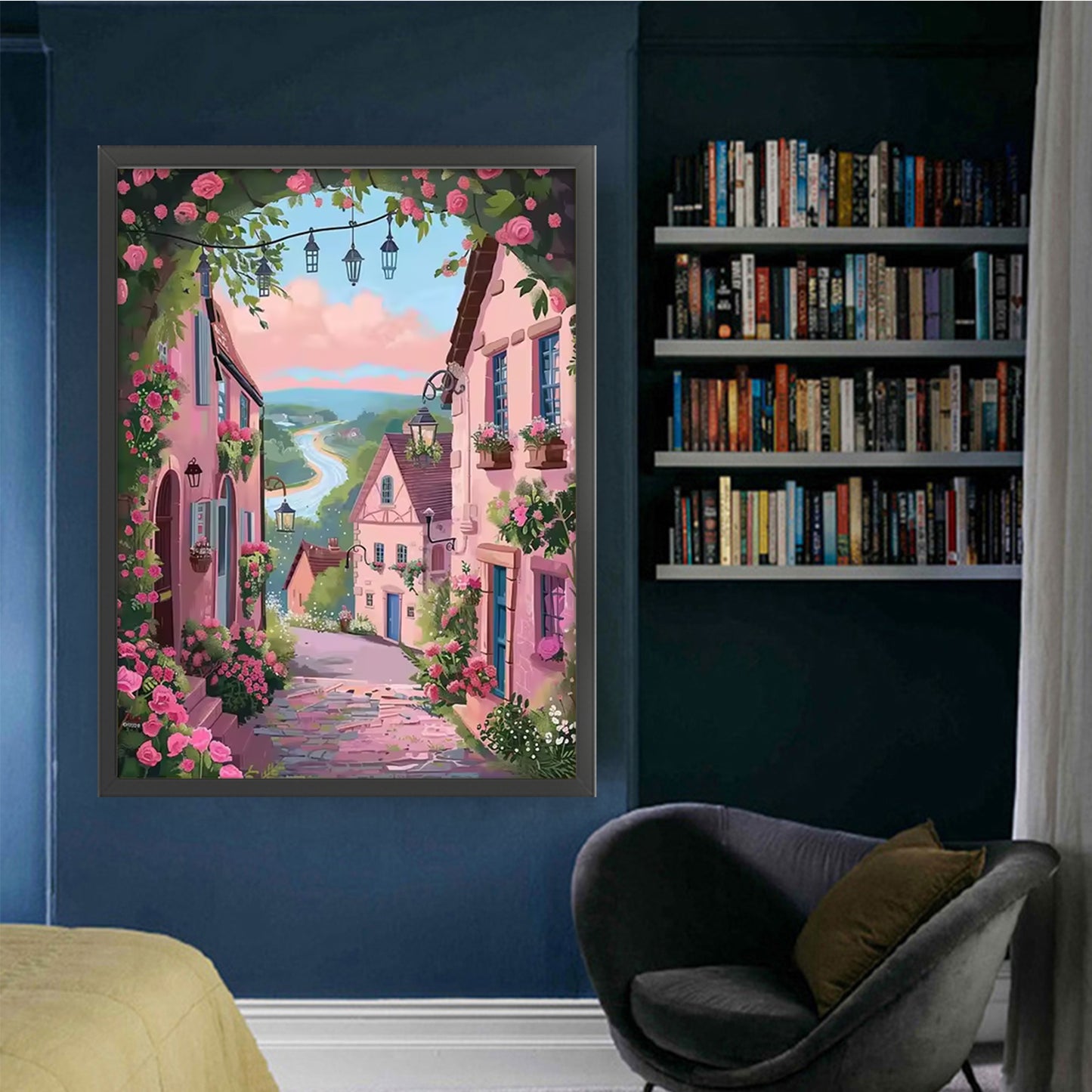 Pink Town - Full 14CT Stamped Cross Stitch 45x60CM - Huacan