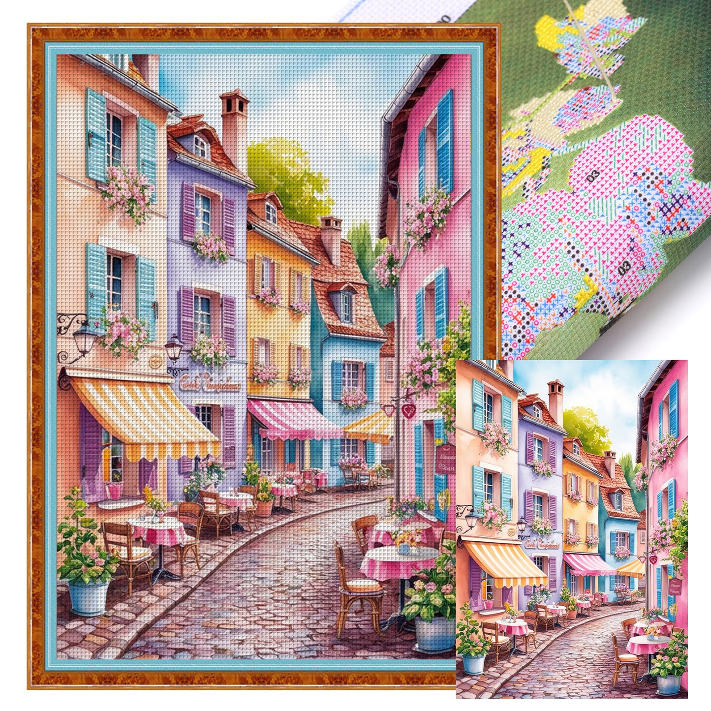Colorful Town - Full 14CT Stamped Cross Stitch 45x60CM - Huacan